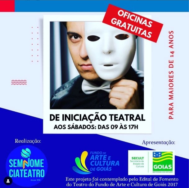 Inscrições abertas para Oficinas gratuitas de Iniciação Teatral da SemNome CiaTeatro