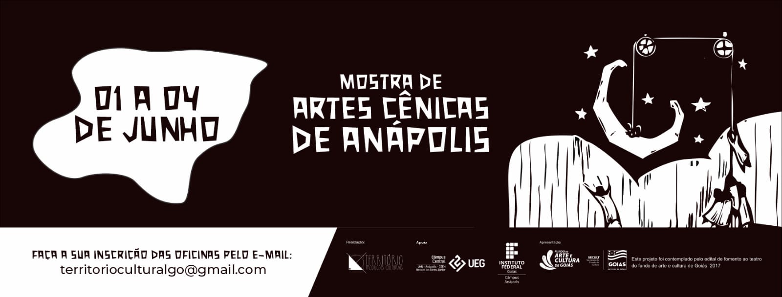 Mostra de Artes Cênicas de Anápolis acontece de 01 à 04 de junho com 15 espetáculos e oficinas gratuitas